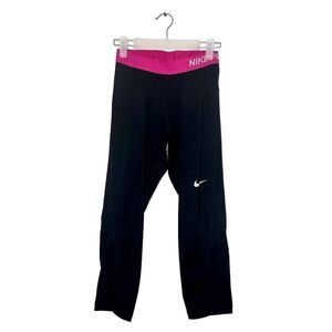 Nike Dri-Fit Pro Cool Capri Running Athletic Tights Black Pink Small